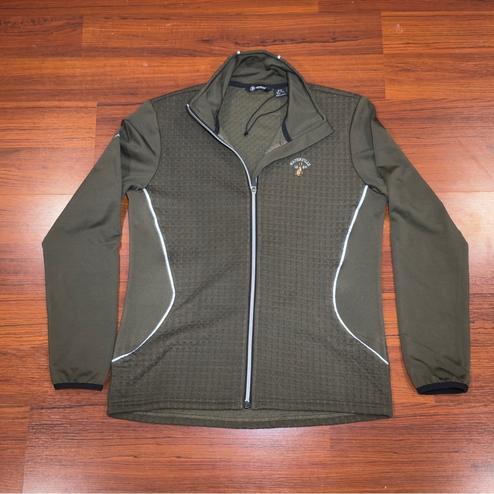Abacus count On Olive Green Zip-Up Golf Jacket with Embroidered Logo